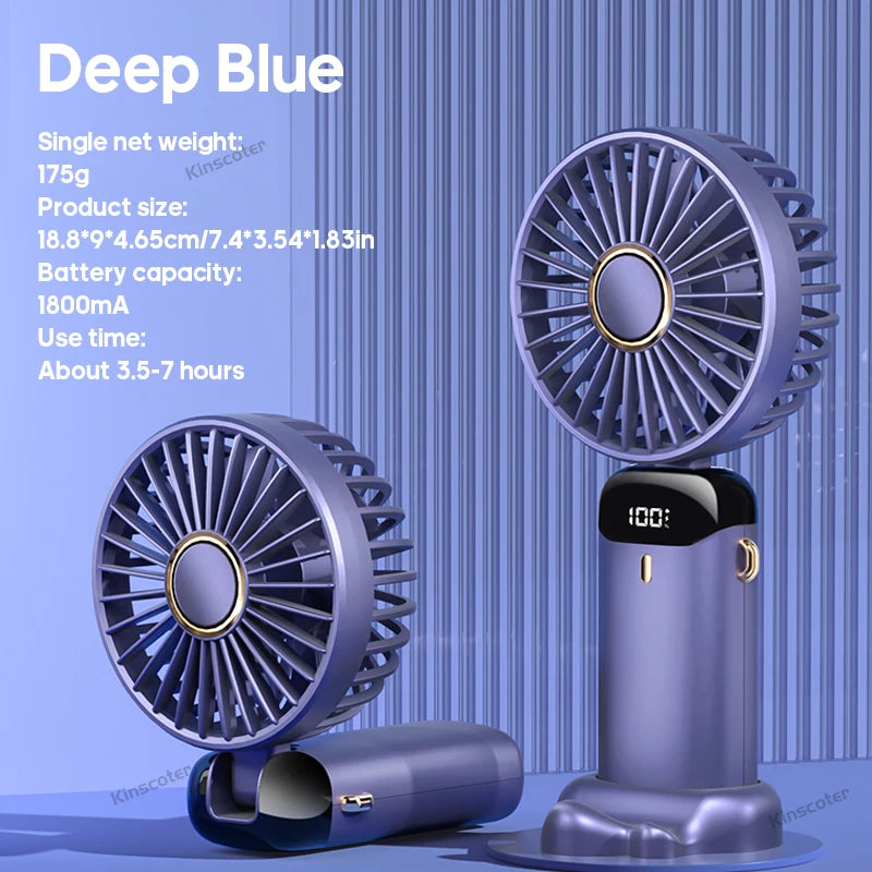 USB Handheld Mini Fan Foldable Portable Neck Hanging Fans 5 Speed USB Rechargeable Fan