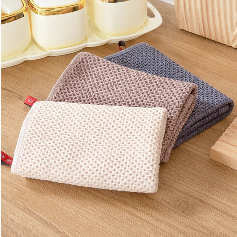New 100% Cotton Dishcloth Ultra Soft Absorbent Kitchen Towel Household Cleaning Cloth Kitchen Tools Gadgets Wash Cloth Dish Rag