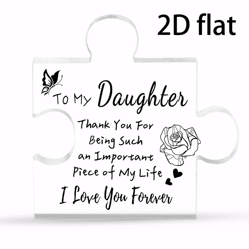 2D Flat, Gifts for Daughter Acrylic Puzzle Plaque to My Daughter Birthday Gifts from Mom Dad, Unique Acrylic Plaque Desk Ornamen