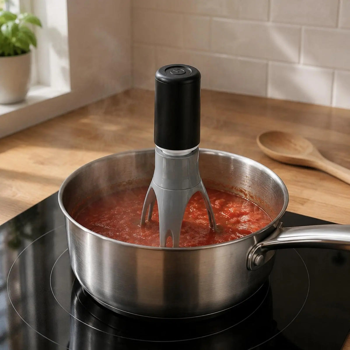 Three-Leg Pan Stirrer Handsunattended Automatic Stirrer Self-Stirring Pan Tool Time Saving Self Stirring Kitchen Tool Easy To
