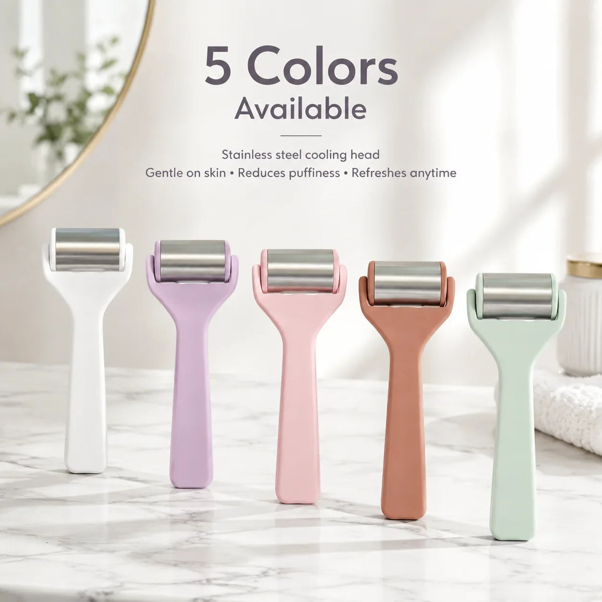 Ice Face Roller 304 Stainless Steel Facial Massager Cooling Roller for Face Eyes Depuffing Puffiness Relief Skin Tightening