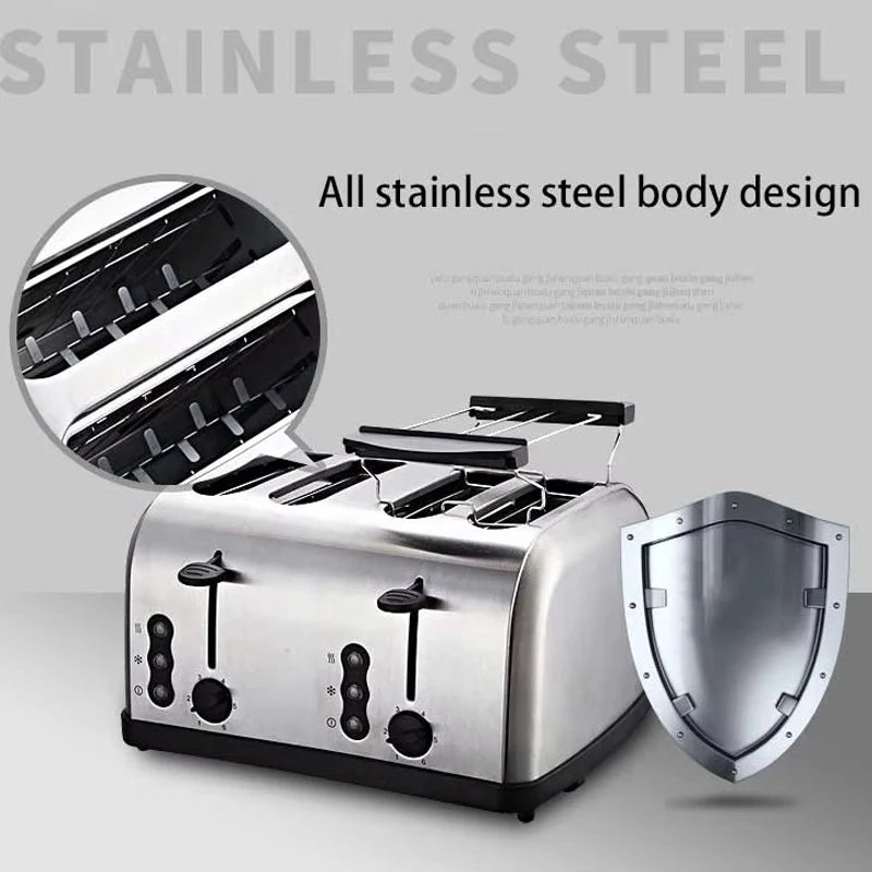 PBOBP Stainless Steel Automatic Electric Toaster Sandwich Maker Bread Baking Machine 2 Slices Slot Grill Oven Breakfast Machine