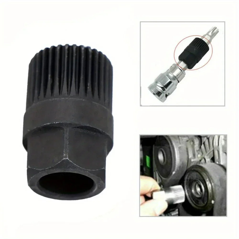 1Pc Alternator Clutch Free Wheel Pulley Removal Tool With 33 Tooth V Belt Pulley Remover Black Car Accessories