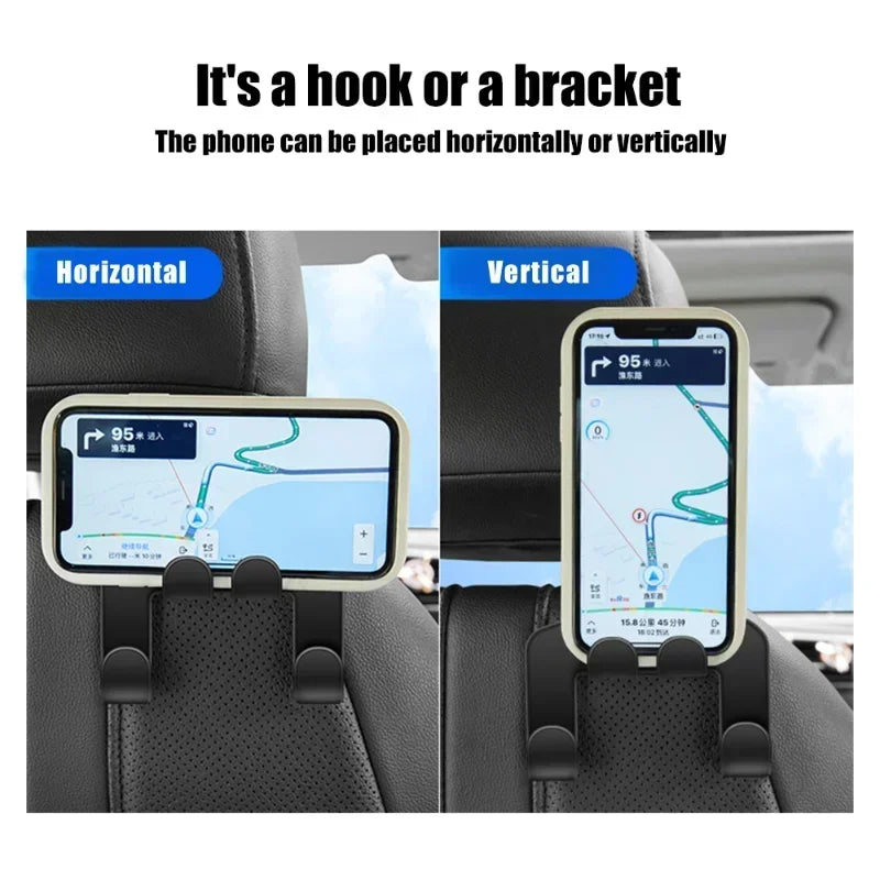 1/2Pcs Universal Car Backseat Multifunction Phone Holder with Hook for Rear Seat Storage Mount Auto Organizer Accessories