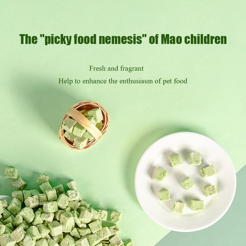 Cat grass freeze-dried meat square particles cat snacks ready-to-eat hair removal hair ball tablets into kitten food