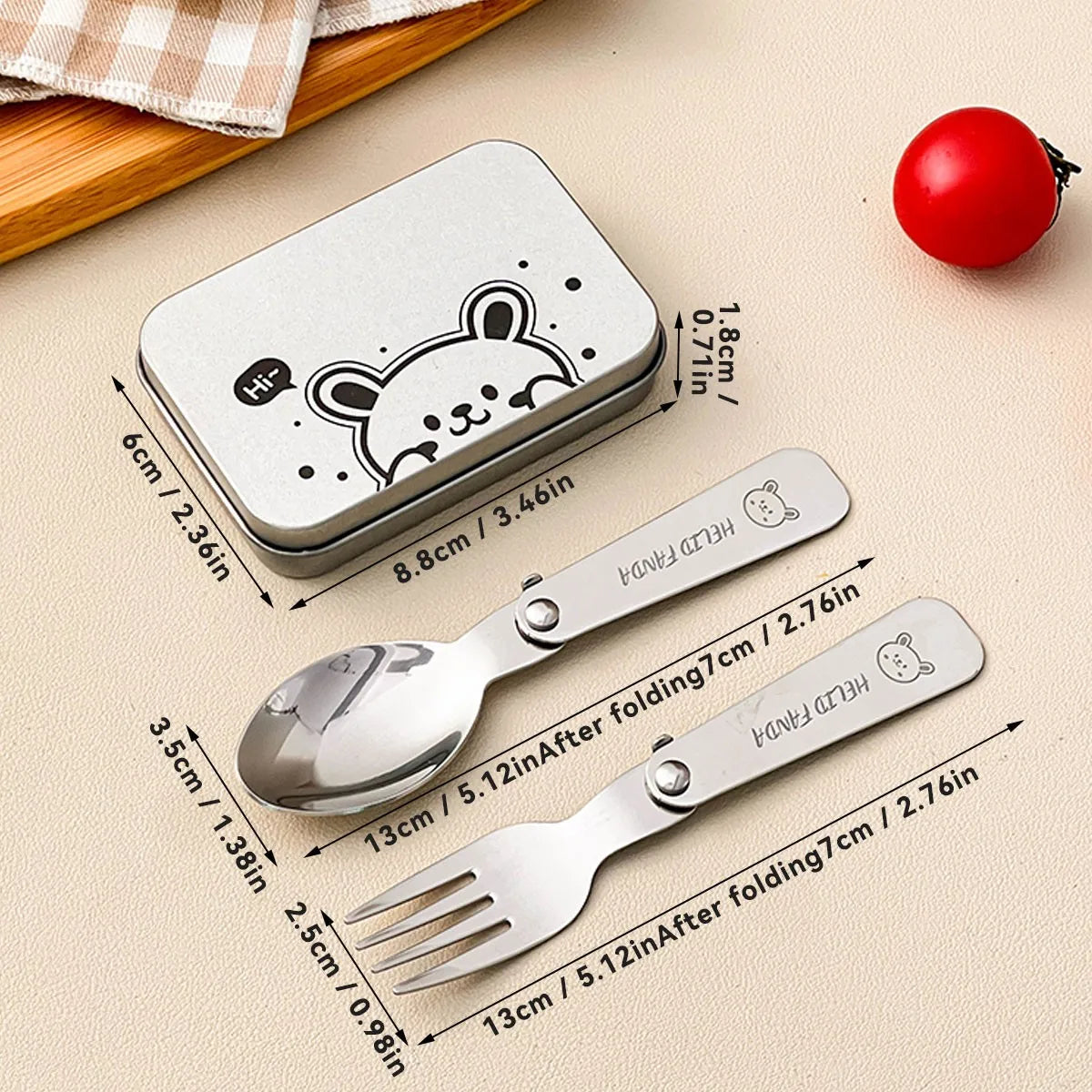 304 Stainless Steel Folding Spoon and Fork Set Portable Travel Cutlery with Case Reusable Kitchen Utensils for Camping Picnic