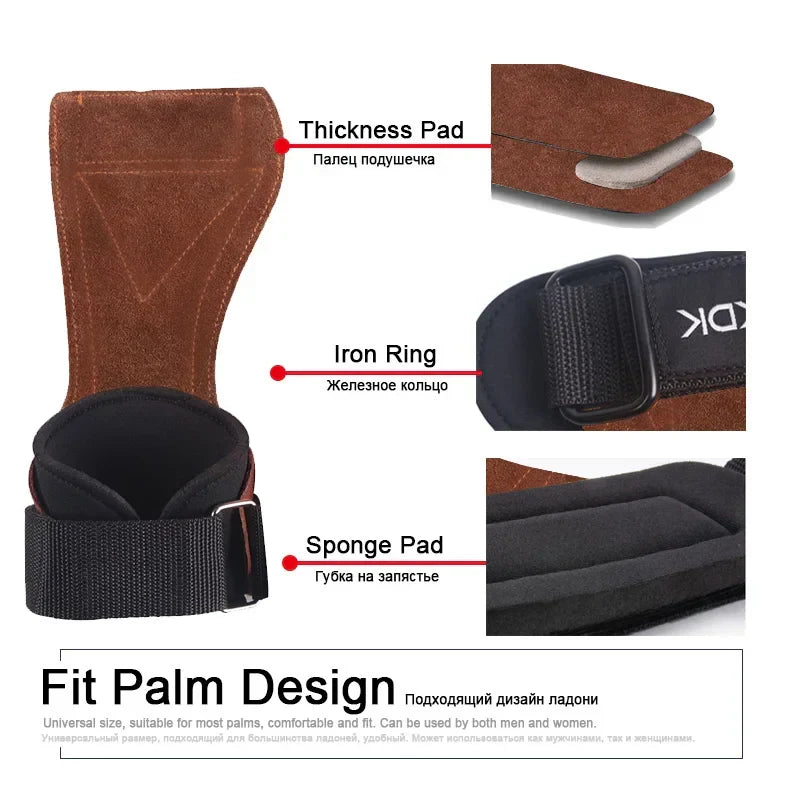 Cowhide Gym Grips with Wraps