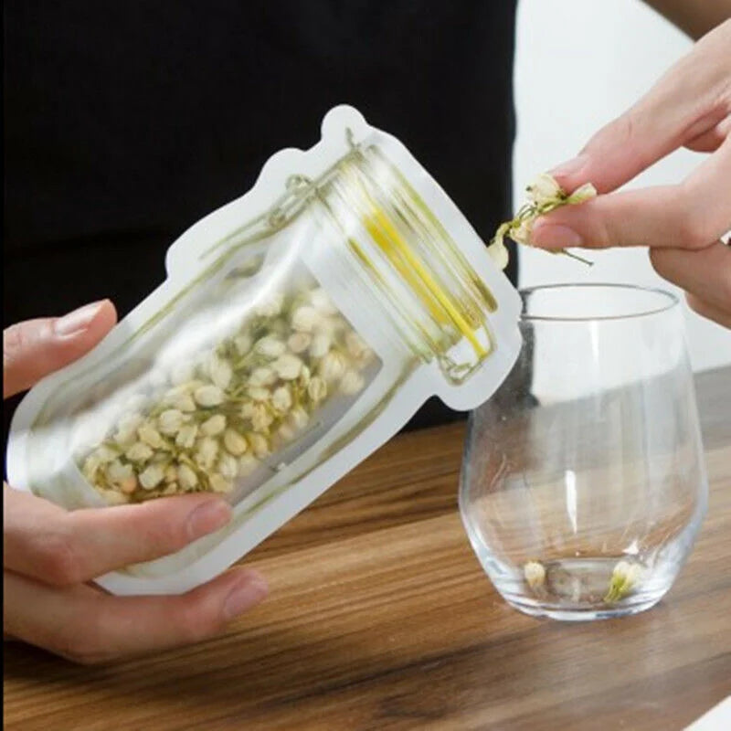10/20/30/40/50Pcs Small Jar Spice Bags Leakproof Reusable Seal Fresh Food Storage Bags Nuts Candy Cookies Holder Zip Lock Bags