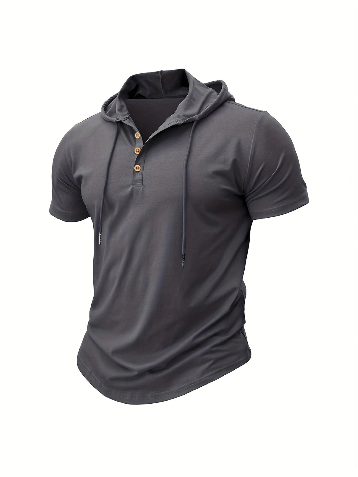 Summer Men's Casual Hooded T-shirt Loose Solid Color Lightweight Short Sleeved Male Outdoor Sports Hoodies Tee Tops