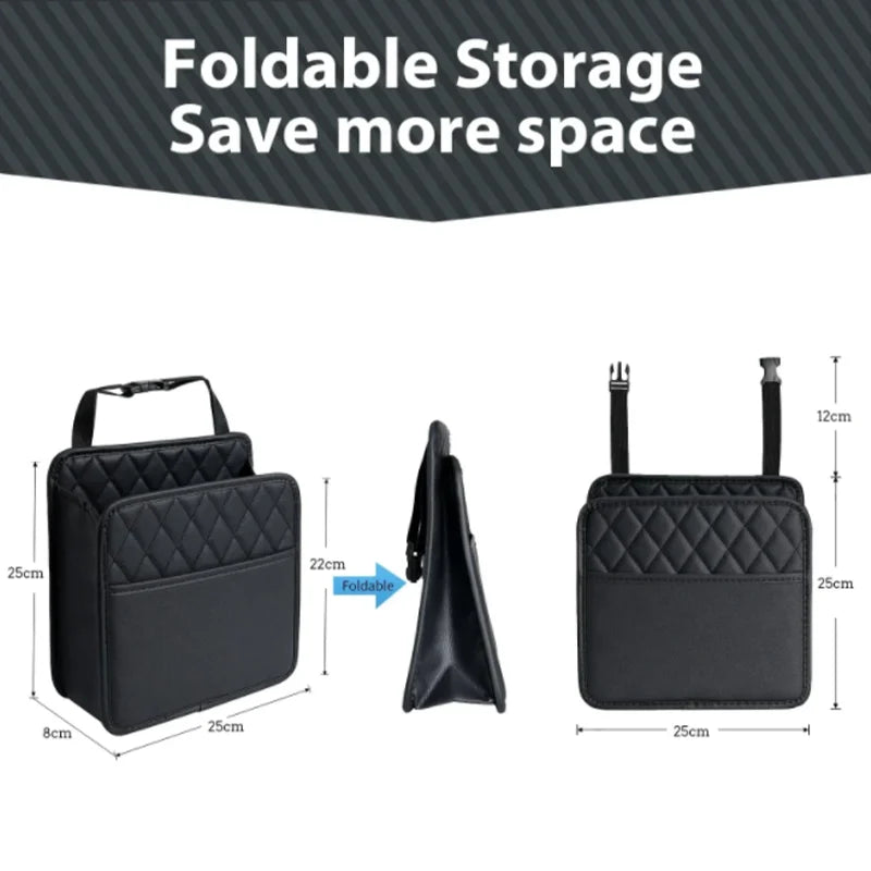 Multifunctional Car Seat Storage Bag Leather Auto Organizer Garbage Bag Fit For Most Car Models