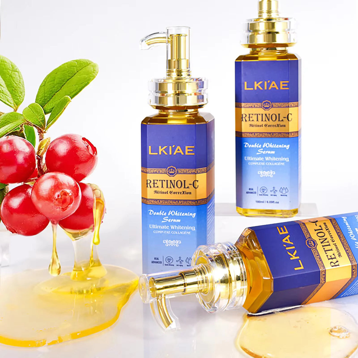LKIAE Retinol Whitening Serum, Anti Dark Spots, with Collagen, Snail Extract, Improve Dull Uneven Skin Tone Essence, 180ml