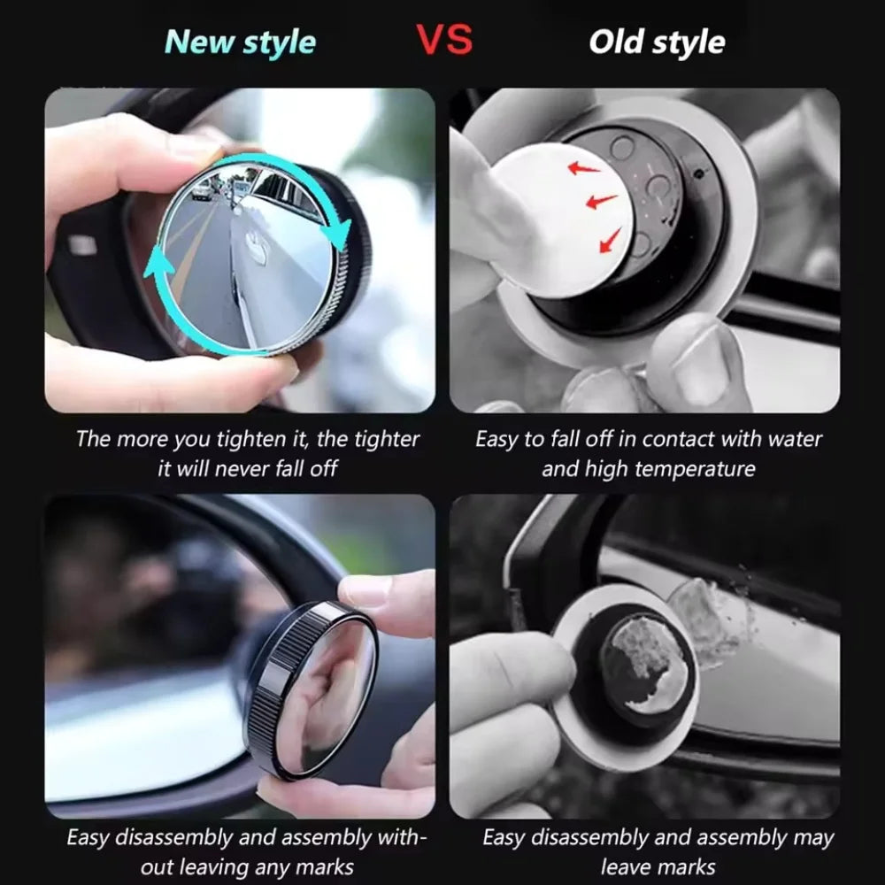 2-Piece Wide-Angle Car Blind Spot Mirror Set 360-Degree Adjustable Suction Cup Auxiliary Rearview Mirror for Vehicle Safety