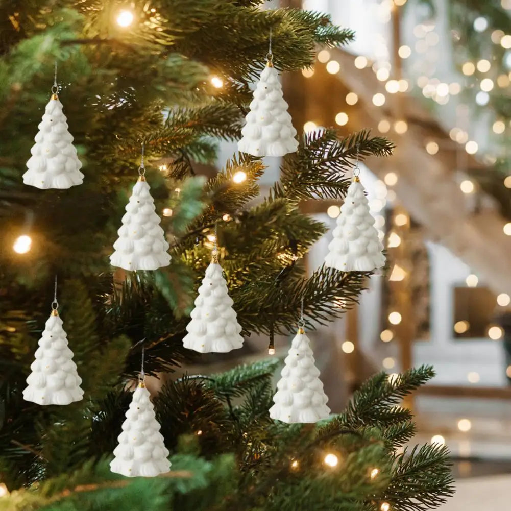 Mini Christmas Tree Pendant Ceramic Xmas Tree Hanging Ornaments Nostalgic Mini Trees For Holiday Home Decoration