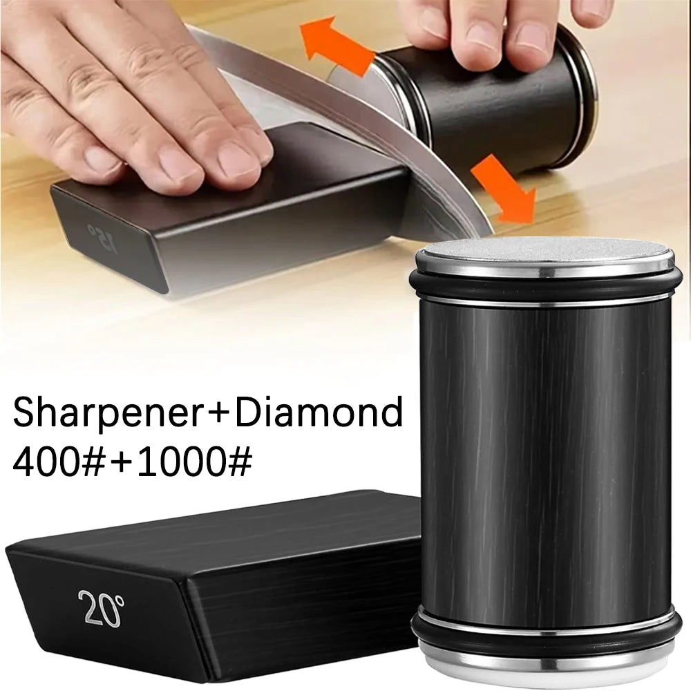Rolling Knife Sharpener For Straight Edge Knife Sharpener Kit With 15/20° Degree Magnetic Angle For Kitchen Knives Whetstone Set
