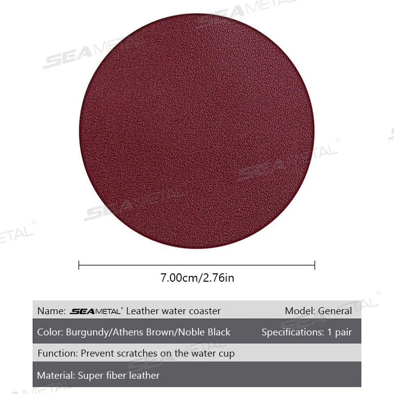 SEAMETAL Microfiber Leather Coaster Car Water Cup Coaster Anti-noise Water Cup Cushion For Office Home Vehicle Insulation Mats