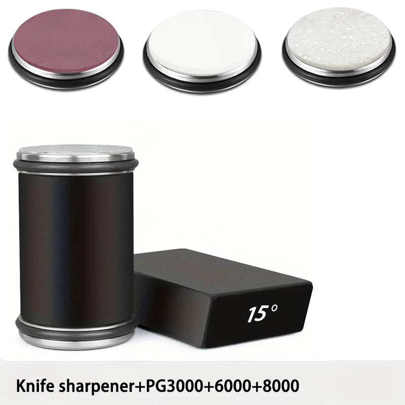 Rolling Knife Sharpener For Straight Edge Knife Sharpener Kit With 15/20° Degree Magnetic Angle For Kitchen Knives Whetstone Set