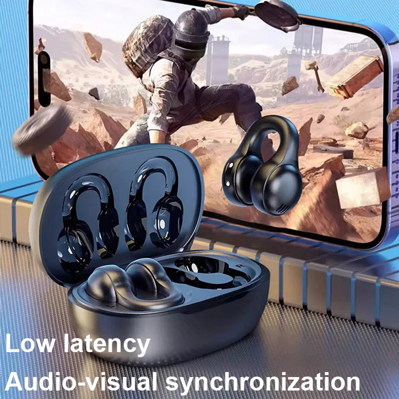 For Xiaomi Lenovo Bluetooth Earphones Soft Silicone Ear-Clip Wireless Headphone HiFi Stereo Headset Outdoor Sports Handsfree