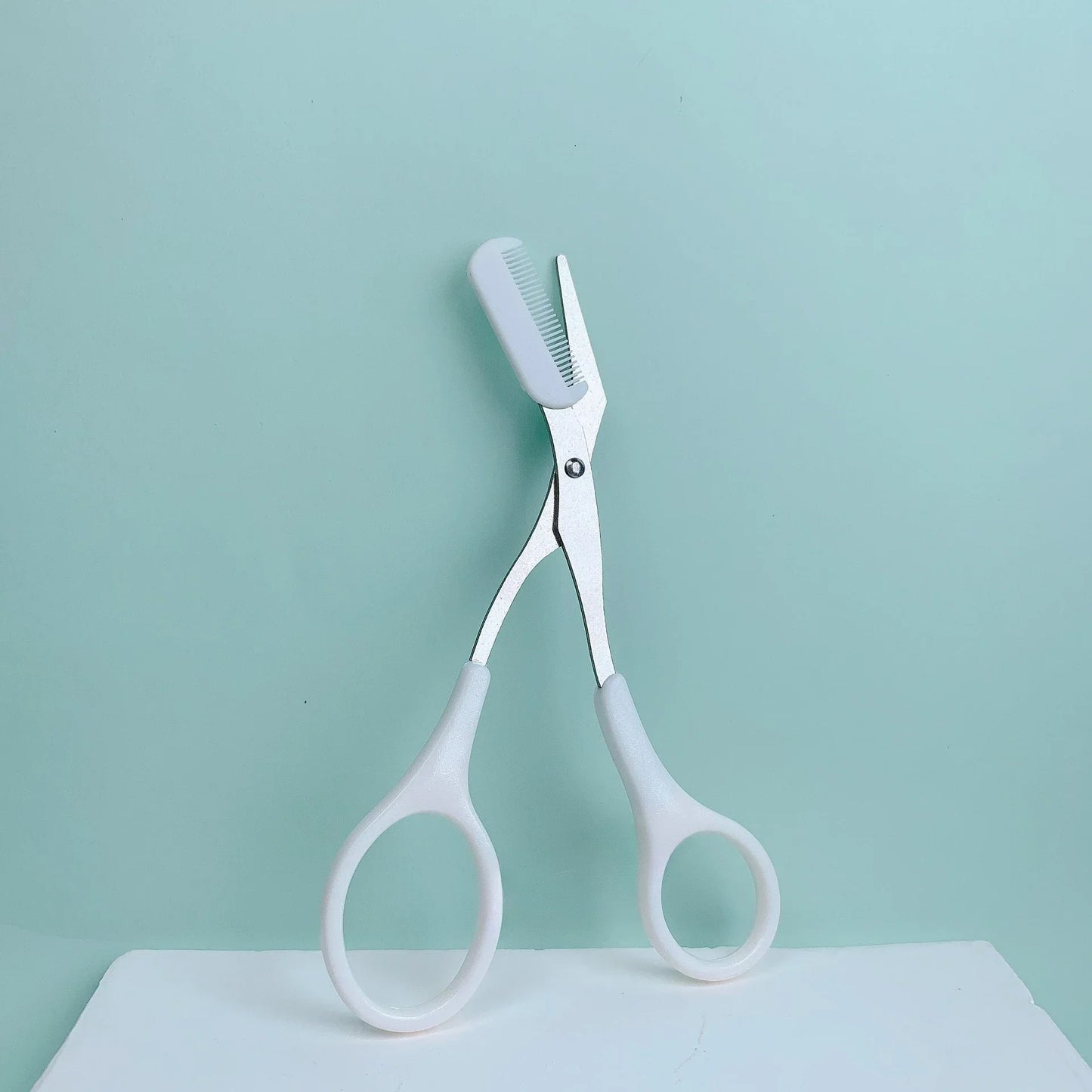 Pink Eyebrow Trimming Scissors Comb