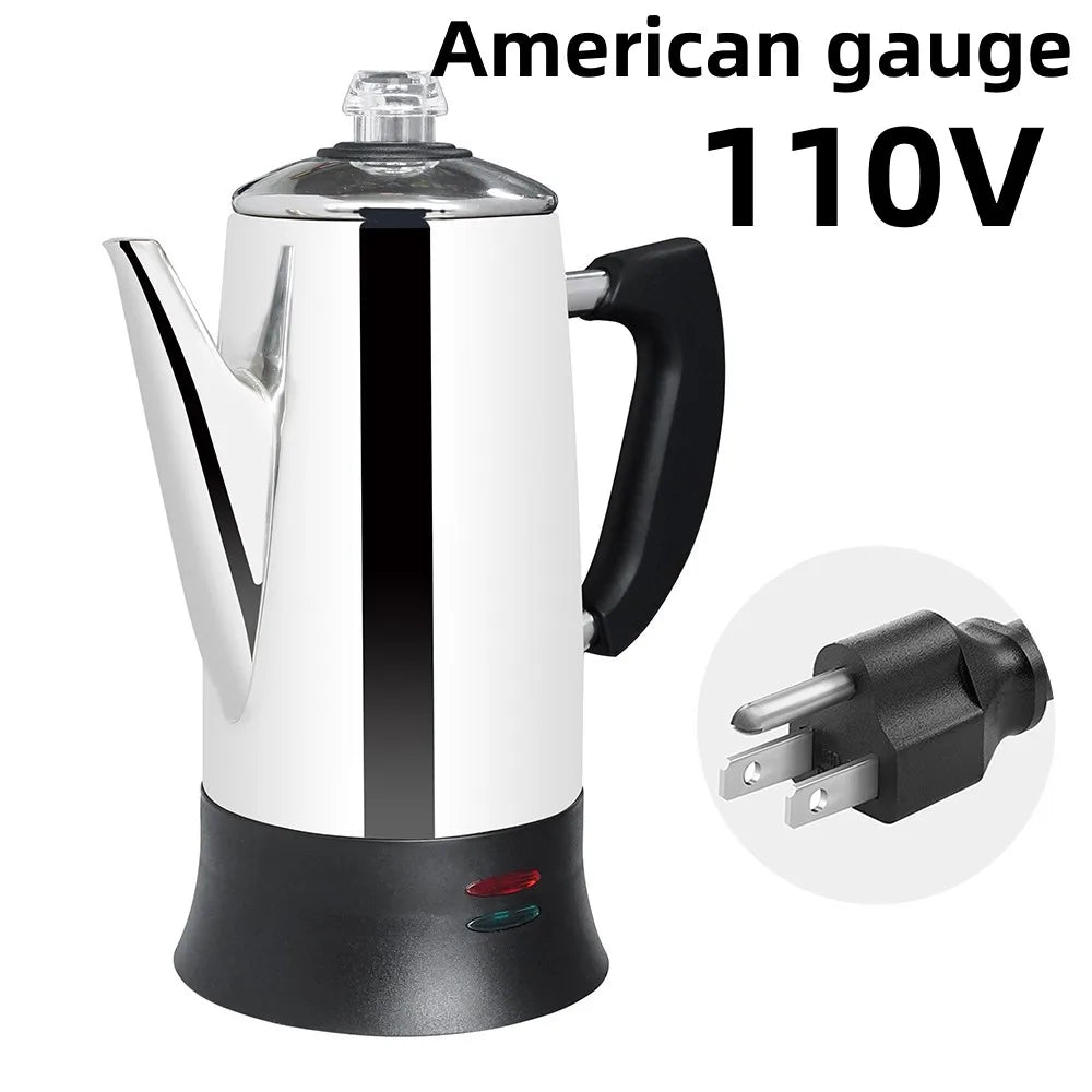 Electric Coffee Percolator 1.8L 12 Cup 304 Stainless Steel Coffee Maker Keep Warm Fast Brew Filter Pot For Home Camping Office