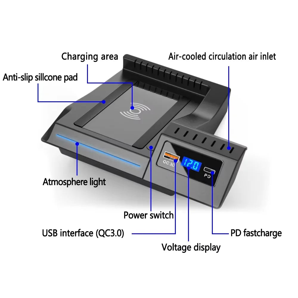Car Wireless Charger For Mercedes Benz W205 X253 C43 C63 GL C43 Phone Holder TYPE-C Fast Charging Car Interior Tuning