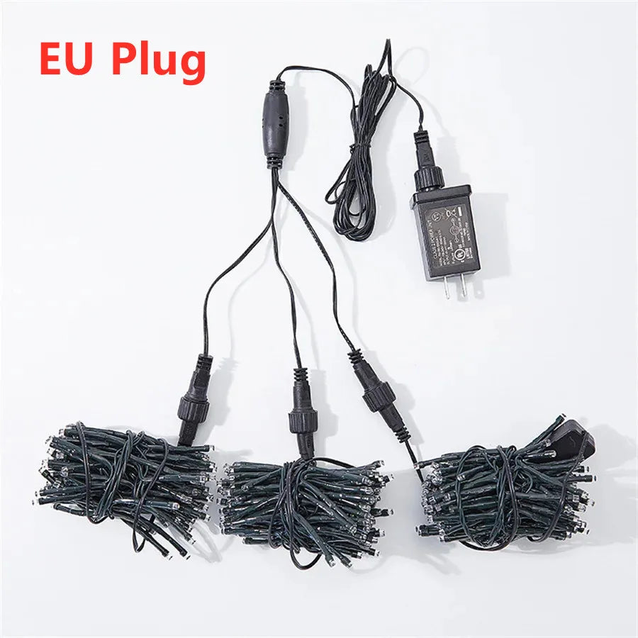 Creative 3 IN1 360LED Christmas Garland Meteor Shower String Light Outdoor Waterproof Icicle Fairy Lights for Holiday Tree Decor