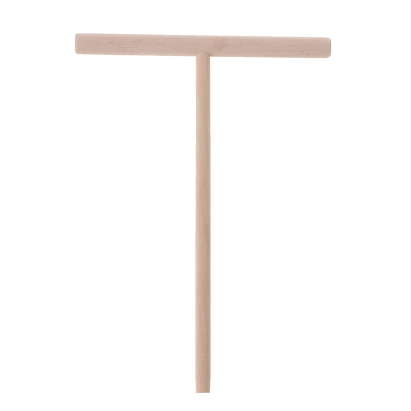 2Pcs T Shape Wooden Rake Round Batter Pancake Crepe Spreader Kitchen Tools