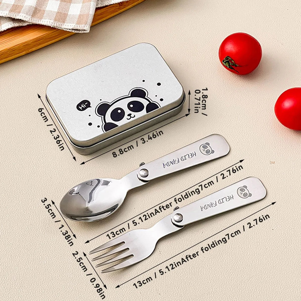 304 Stainless Steel Folding Spoon and Fork Set Portable Travel Cutlery with Case Reusable Kitchen Utensils for Camping Picnic