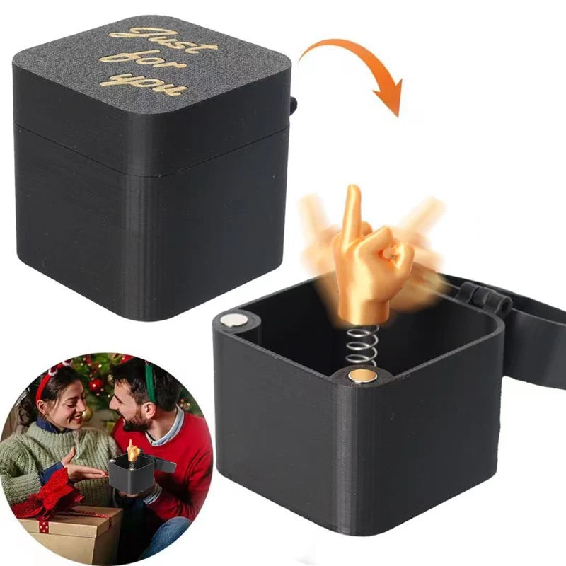 Funny Christmas Office Desk Decoration - Creative Prank Gift 'Middle Finger in Box' Home Decor Item for Holiday Gifting