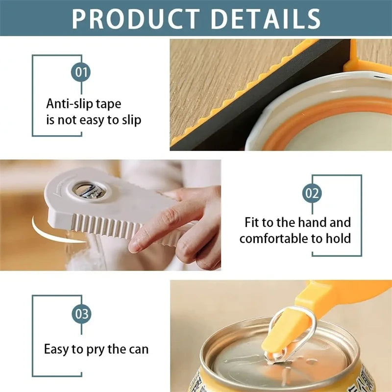 Can Opener Multifunctional Bottle Opener Jar Opener for Beer Coke Jam Beverage Non-slip Labor Saving Twist Bottle Cap Kitchen Ga