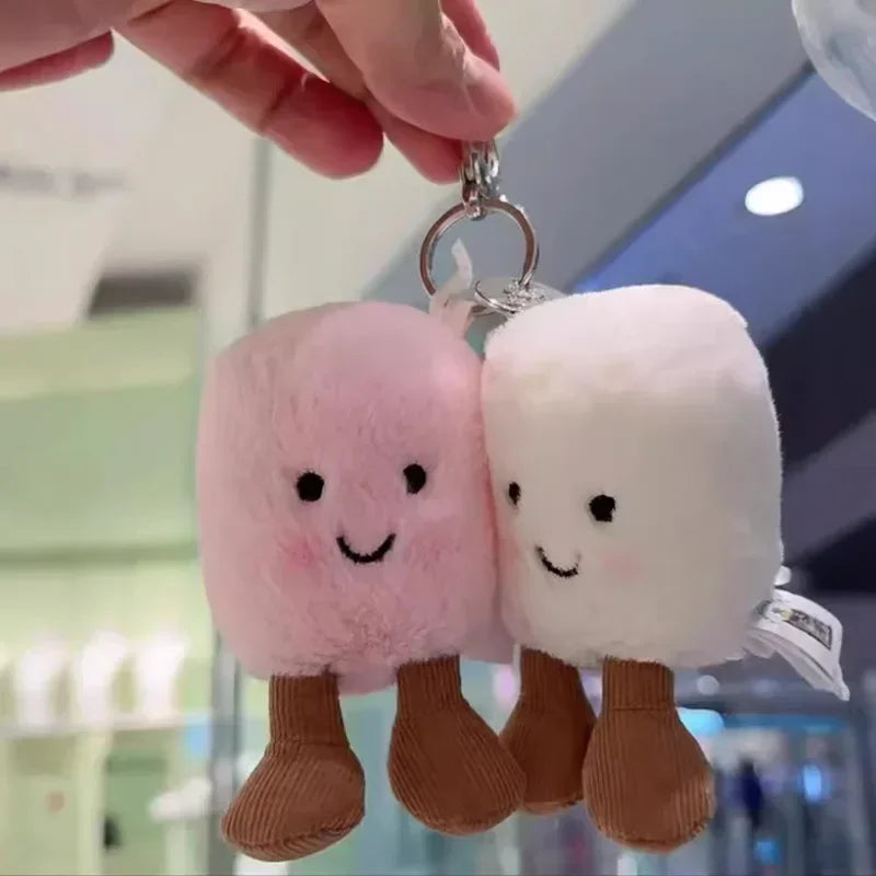 Cute Fun Two Marshmallow Keychain Cotton Candy Tone Cute Soft Two Tone Keychain Bag Pendant Accessories Dolls Pendant Xmas Gifts