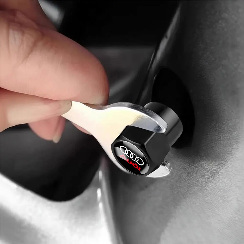 4pcs 3D Metal Car Wheel Tire Valve Air Stem Cap Covers for Audi A3 B5 B6 B7 B8 B9 8P 8V 8L A5 A4 C6 A6 RS Sline Q5 Q3 Q7 Quattro