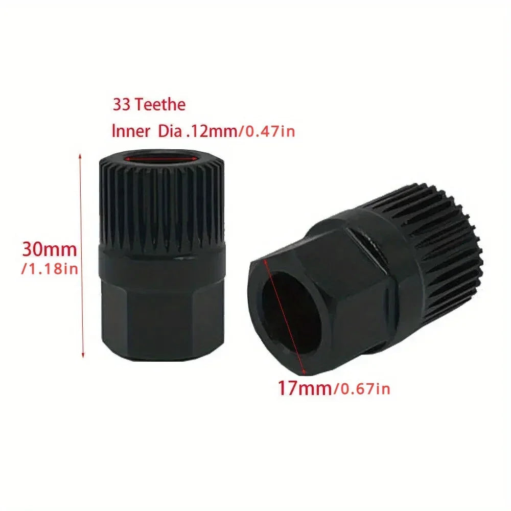 1Pc Alternator Clutch Free Wheel Pulley Removal Tool With 33 Tooth V Belt Pulley Remover Black Car Accessories