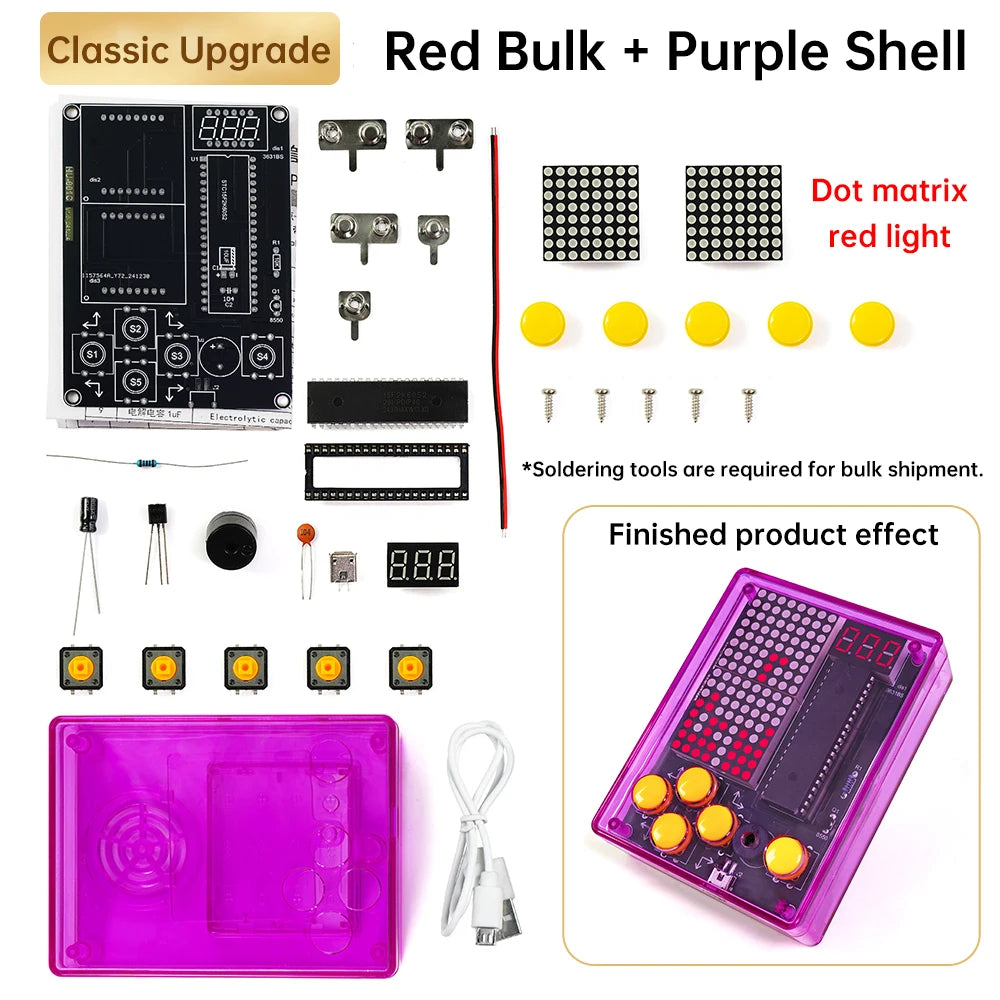 7 Pixel Game Console Kits Puzzle Pixel Game Console 51 Single-chip DIY Welding Practice Parts Electronic DIY Kit