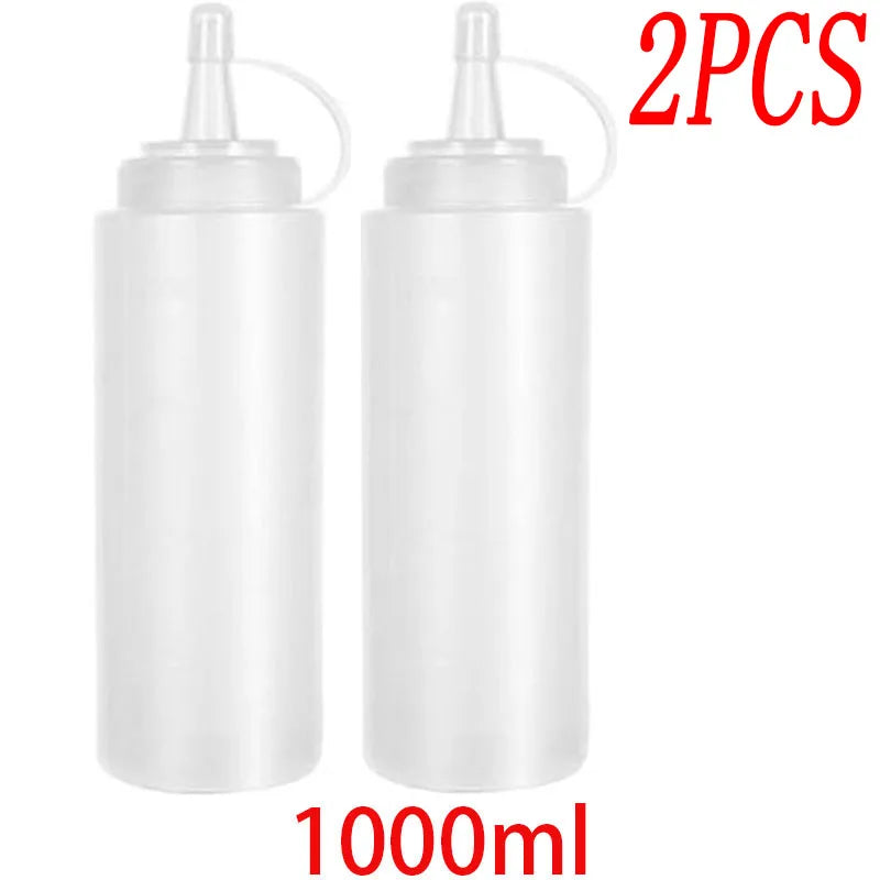Large Squeeze Condiment Bottles with Nozzles Ketchup BBQ Sauces Olive Oil Bottle Dispenser Squeeze Sauce Bottle Kitchen Gadget