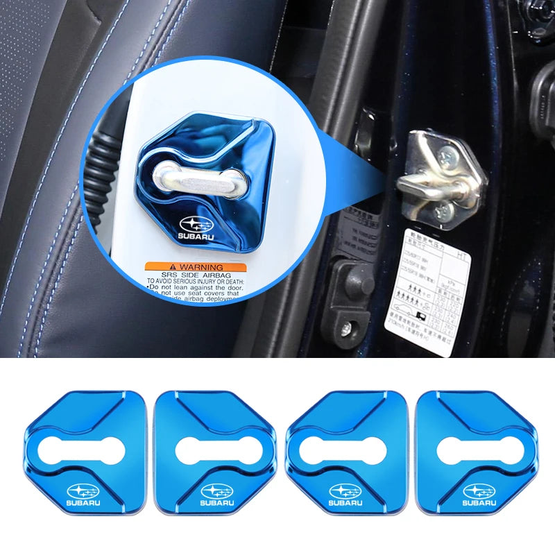 4Pcs Stainless Steel Car Logo Door Lock Protection Cover For Subaru Crosstrek Forester Outback Impreza BRZ WRX Ascent REX Levorg