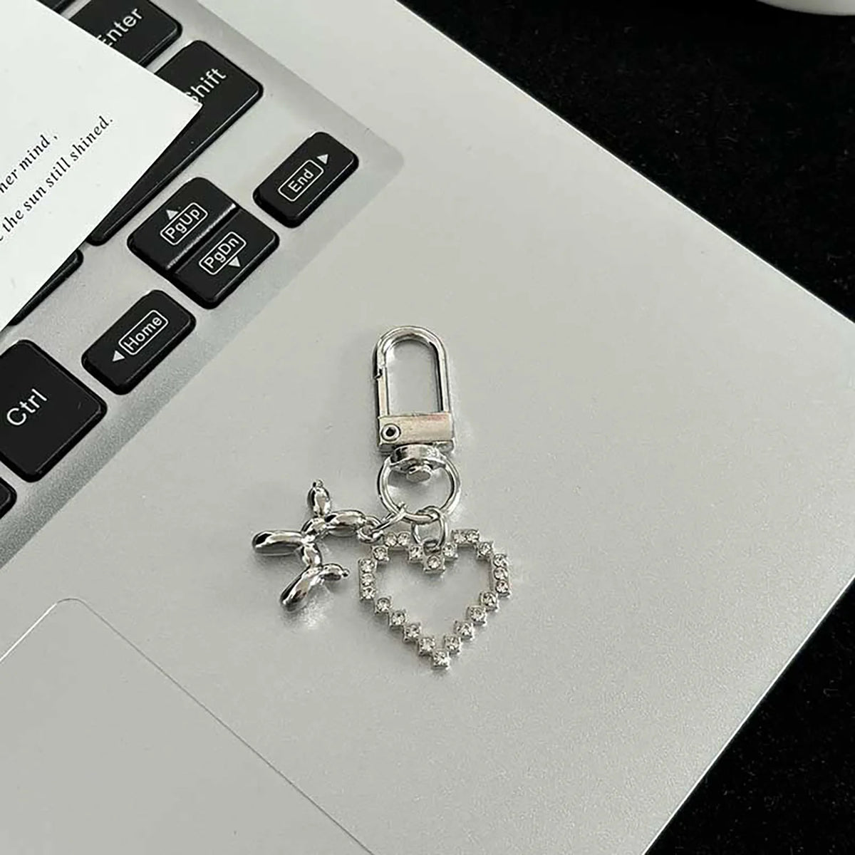 Y2K Silver Color Metal Butterfly Keychain Sweet Cherry Keyring Girls Fashion Bag Pendant Backpack Hanging Decoration Gift A15