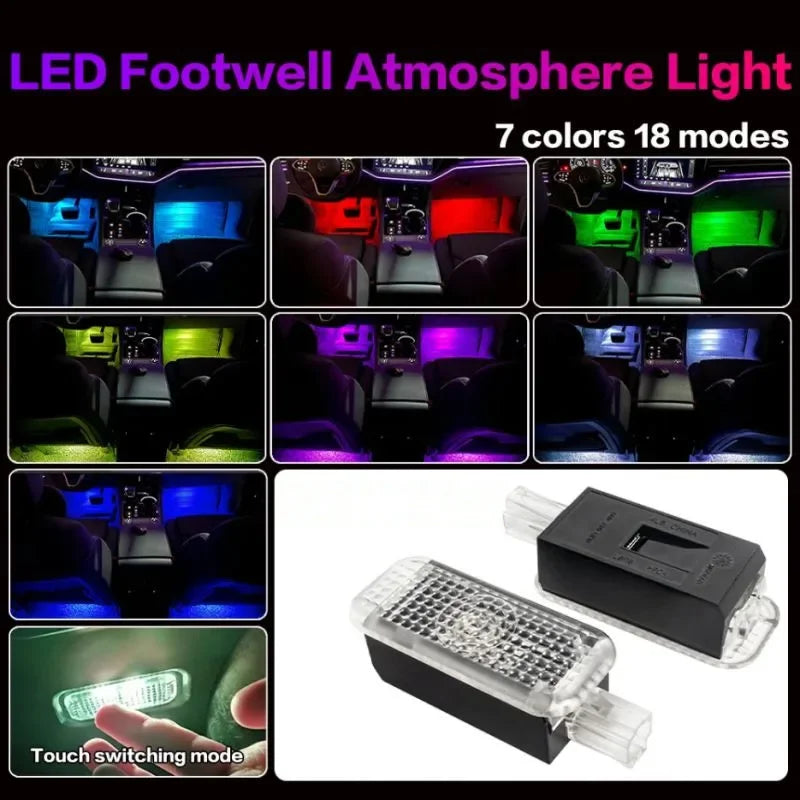 For Seat Leon Ibiza Ateca Toledo 2013~2025 Car Footwell Lights Kit Touch LED Lamps Interior Ambient Atmosphere Light Accessories