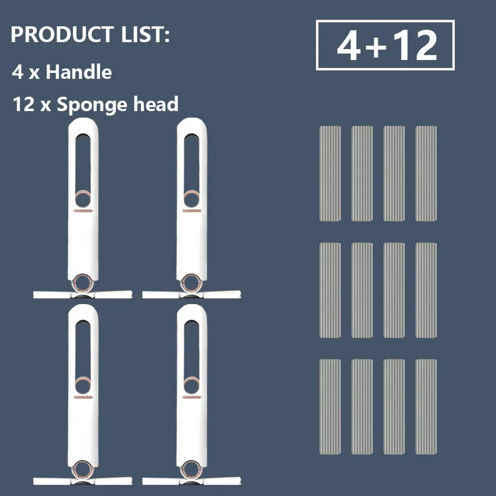 4/24Pcs Mini Squeeze Mop Mini Mop Desk Kitchen Car Clean Tools Mops with Self-squeezing Folding Home Cleaning Floor Washing Mops