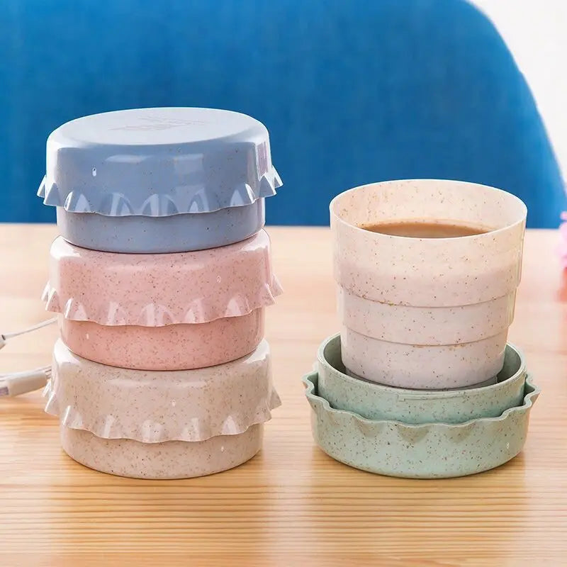 1 Pcs Folding Cup Eco-Friendly Straw Wheat Portable Telescopic Drinking Cups Travel Camping Collapsible Wash Mugs 130mL