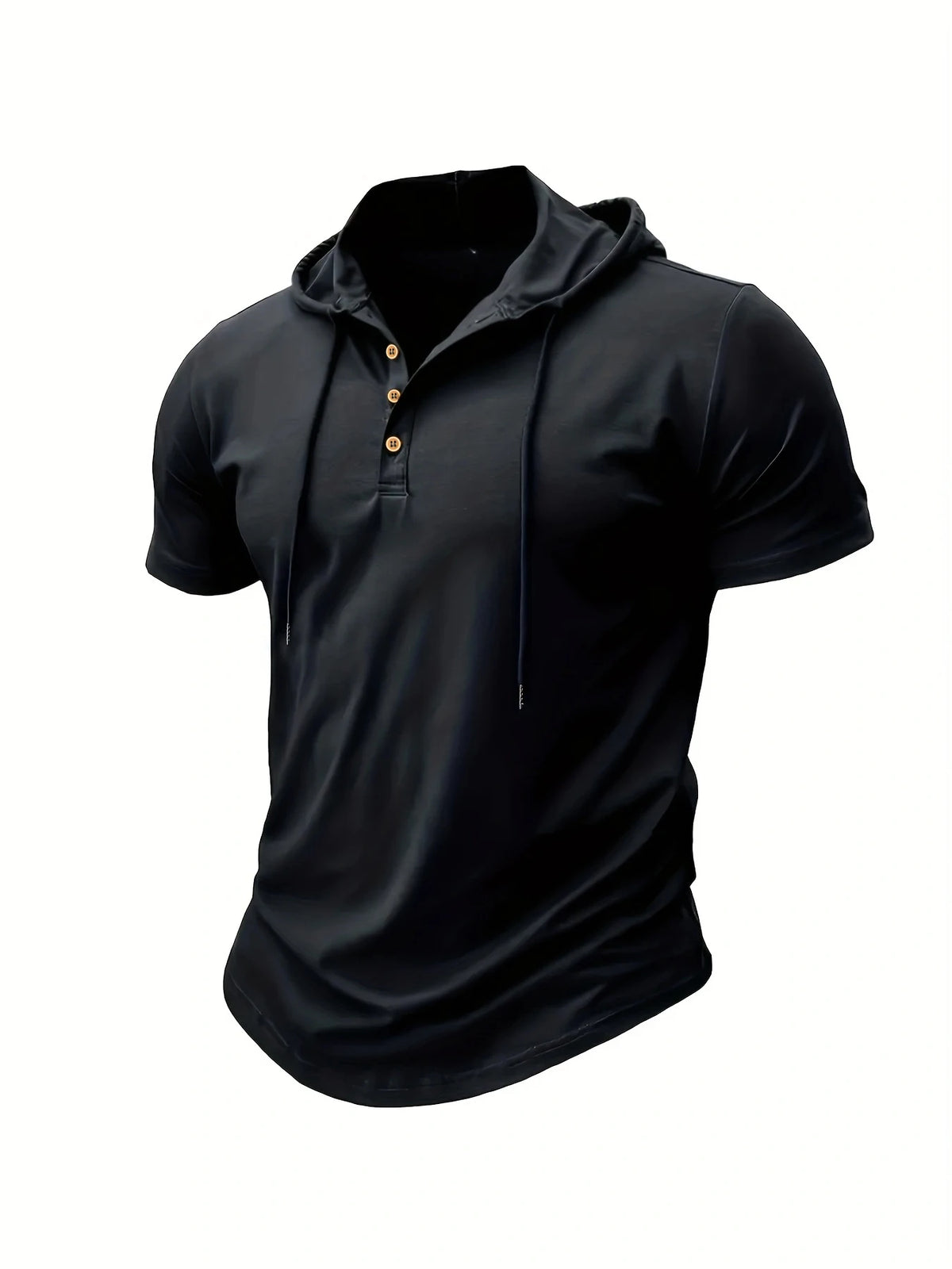 Summer Men's Casual Hooded T-shirt Loose Solid Color Lightweight Short Sleeved Male Outdoor Sports Hoodies Tee Tops