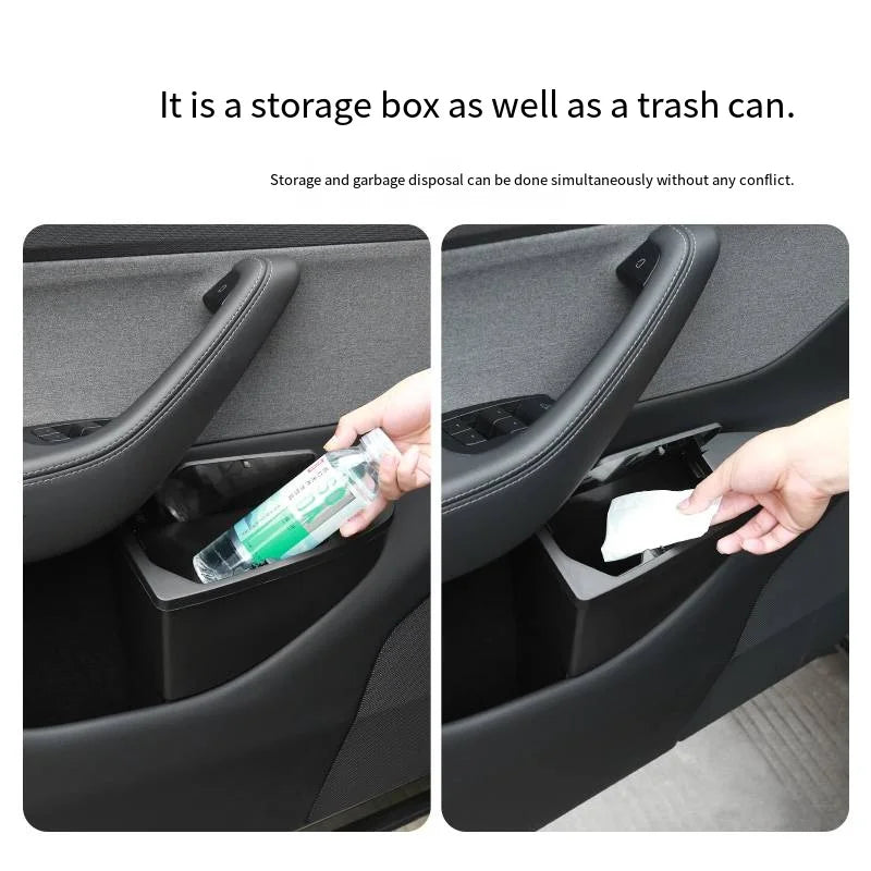 Suitable for Tesla Model Y Juniper door storage box multifunctional storage box car front door storage trash can