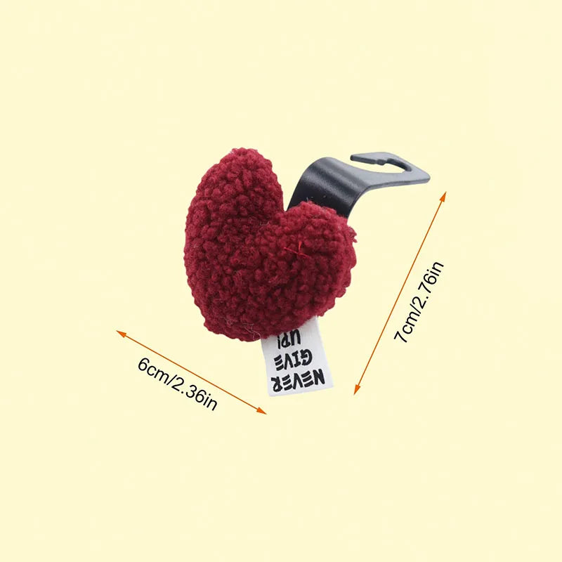 2 Plush Heart-Shaped Car Hooks - Durable and Cute Seat Back Hooks for Bags and Clothes. Easy to Install. Perfect Car Accessories