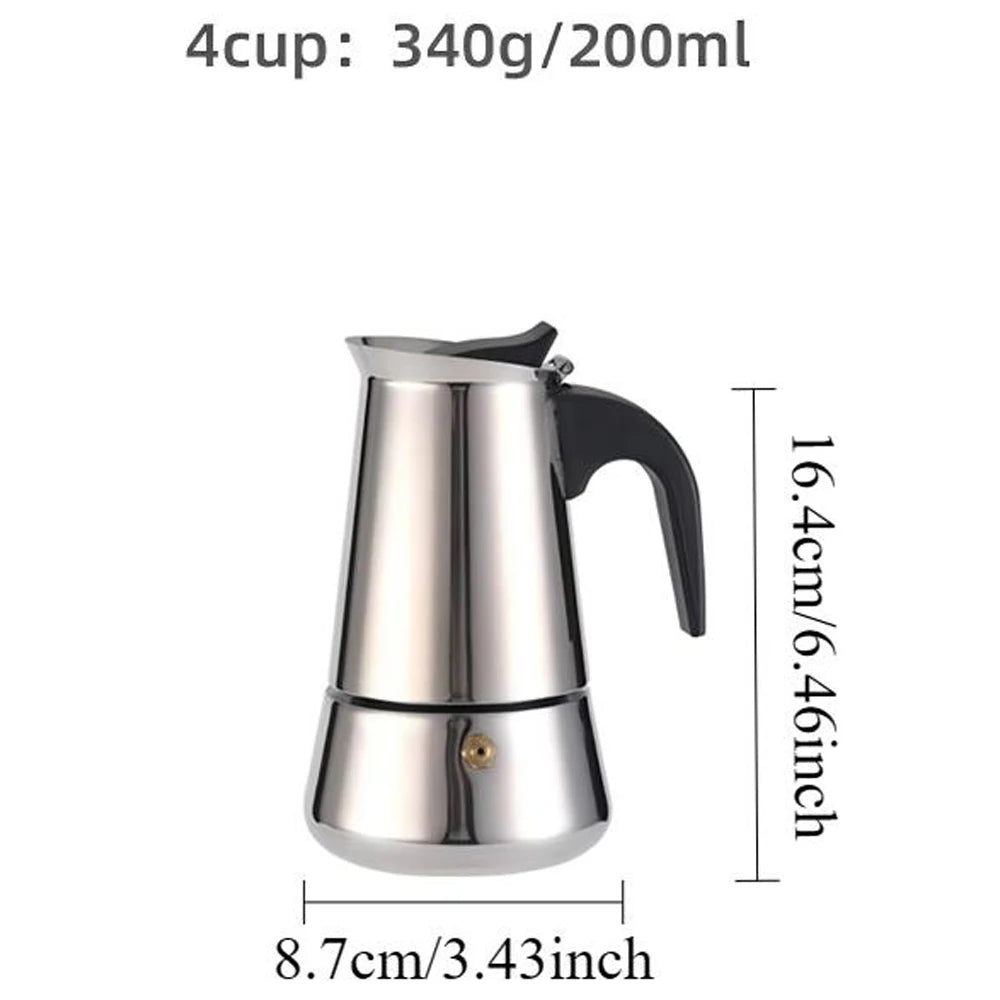 Coffee Pot Stainless Steel Moka Pot Italian Coffee Maker 9 Cup 15 OZ Stovetop Espresso Maker for Gas or Electric Ceramic Stove