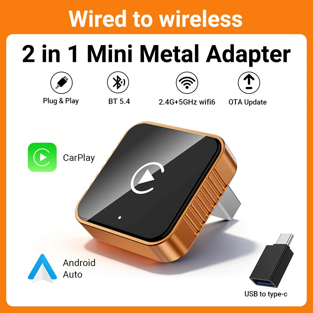 2025 New Upgrade CarPlay Box Stable Wireless Smart Connection Instant Pairing Drive Smarter Plug&Play Wired to Wireless Mini Box