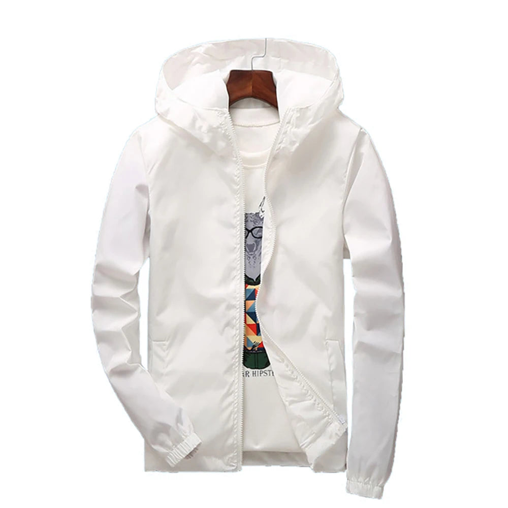 2025 Spring and Autumn New Youth Men's Fashion Casual Zipper Jacket Student Korean Edition Thin Top Solid Color Hooded Jacket