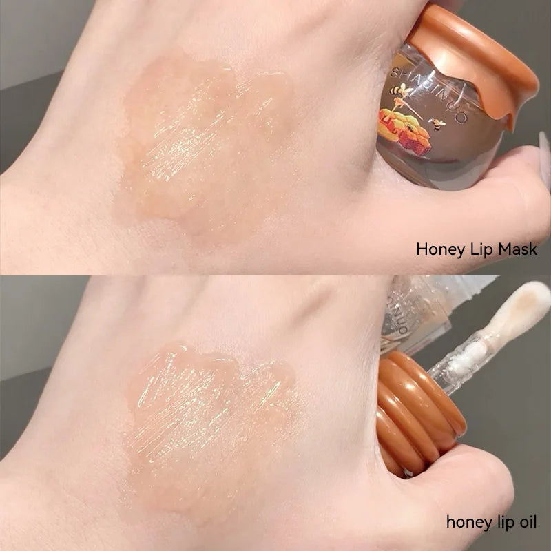 Honey moisturize lip care set moisturize, prevent dryness and crack, remove dead skin lip oil, fade lip wrinkles and lip mask