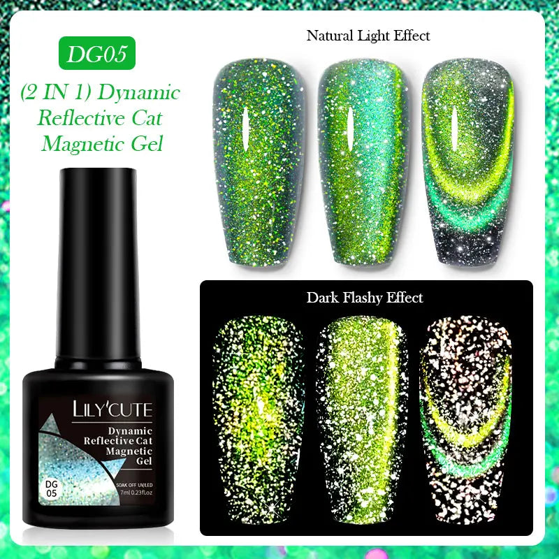 LILYCUTE 7ml 9D Cat Magnetic Gel Nail Polish Iridescent Magnet Semi