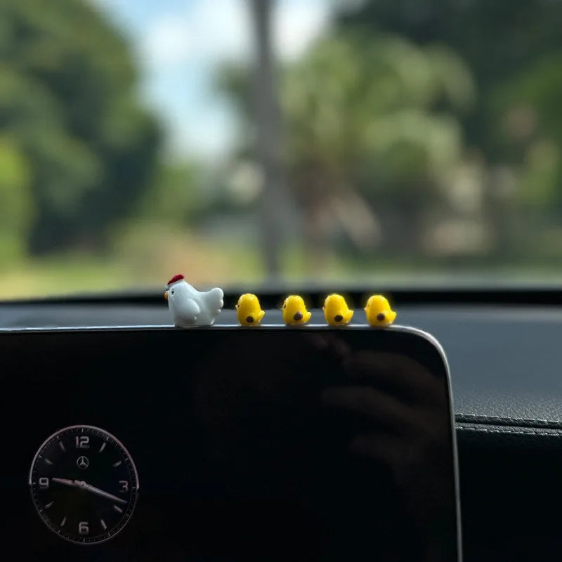 5Pcs Cute Mini Ducks Car Interior Decoration Auto Rearview Mirror Dashboard Ornaments For Woman Man Gift Car Accessories