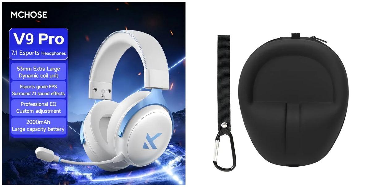 MCHOSE V9 Pro Gaming Headset, Over-Ear Quad-Mode Wireless Bluetooth Headphones for PC with Microphone (Delta Style)