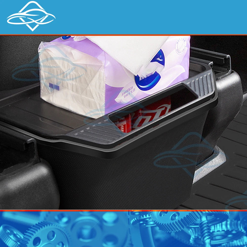 Rear Seat Storage Box for Tesla Model Y Juniper 2021-2024 Organizer Center Console Bins Backseat Trash Can Garbage Accessories
